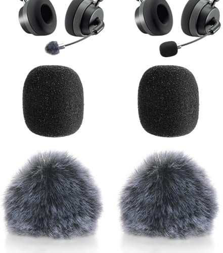 TIESOME Mini Pelz Windschutz & Schaumstoff Mikrofon Abdeckung, 4Pcs Mikrofon Windschutz für Lavalier Ansteckmikrofon Rauschunterdrückung hohe Dichte Mic Headset Abdeckung