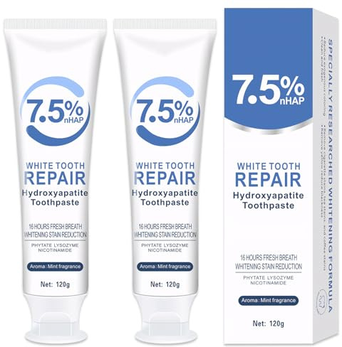 2 Stück Hydroxylapatit Zahnpasta Ohne Fluorid, Frischer Atem Zahnpasta Hydroxylapatit, Tiefenreinigung Hydroxyapatite Zahncreme, Remineralisierungszahnpasta Ganzheitlicher Schutz für Zähnen