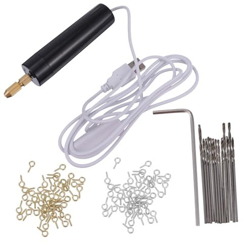 jojofuny 115piezas Mini Taladro Eléctrico Carga Usb Herramienta Rotativa Portátil Para Trabajos De Carpintería y Manualidades Incluye Brocas