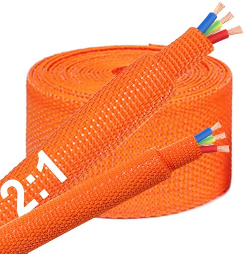 Guaina termorestringente intrecciata da 6,8 m 3/4 2:1 Guaina termorestringente di calore Protezione all'abrasione Flessibilità Cablaggio Guaina del cavo