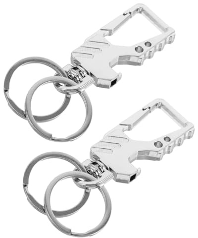 LEEQBCR 2 pcs Hommes Porte-Clés Voiture Mousqueton Décapsuleur, Porte-Clés Avec Mousqueton et Décapsuleur Robuste, Porte-Clés Mousqueton Ouvre-Bouteille En Alliage de Métal, argent