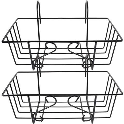 Milisten 2Pcs Balcony Hanging Planter Shelf, Iron Flower Pot Holder, Railing Plant Hanger for Fence, Black, 35 x 19.5 x 12 cm