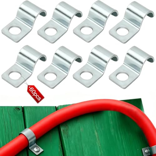 LERANXIN 60 Stück Kabelschellen Metall Rohrschellen 10mm Einzelloch U-Rohrschellen Befestigungsschelle V2A Edelstahl 304 Rohrbefestigung für Ø 8-10mm Kabel Wasserrohre Unterputz Installation