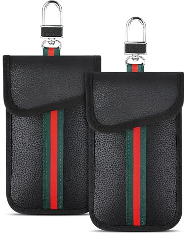 Faraday-Tasche für Autoschlüssel, RFID-Signalblockiertasche, PU-Leder und Nano-Abschirmung, Diebstahlschutz, schlüsselloser Zugangsschutz, groß genug für alle Arten von Schlüsseln (15 x 9 cm), 2 Stück