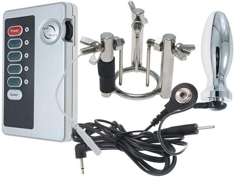 AMAZBEE Electroestimulación Plug anal y dilatador uretral para los hombres de acero inoxidable Butt Plug Plug pene Electroshock juguete para masaje de la próstata (B)