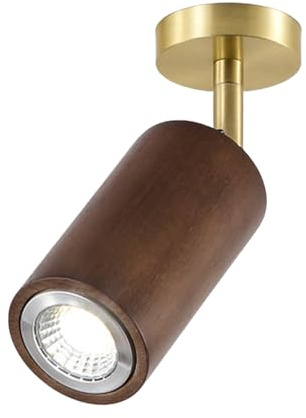 Foco de Techo Ajustable semiempotrado, luz direccional giratoria de 180°, focos de Techo de Madera, luminarias Modernas para Pasillo, Porche y Entrada - Casquillo E27