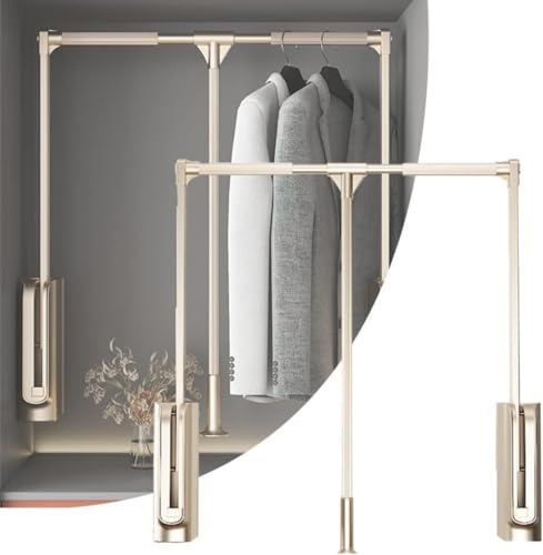 Barre Penderie Escamotable À Charge 30 Kg, Porte-Manteau Réglable, Tringle À Vêtements Pour Garde-Robe, Largeur Ajustable 89-121 Cm Avec Mécanisme De Tirage Et Retour-A||S