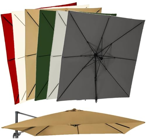 Ombrello di ricambio per ombrellone da esterno, 3 x 4 m, grande, rettangolare, in tessuto per ombrelloni da giardino, patio, cachi, durevole, resistente alle intemperie e protezione UV