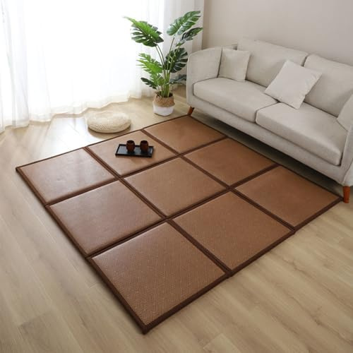 Japansk rottingmatta vikbar sommar sovmatta halkfri andningsbar inomhusmatta för vardagsrum mörk vinröd färg 60 x 180 cm – perfekt för komfort och stil