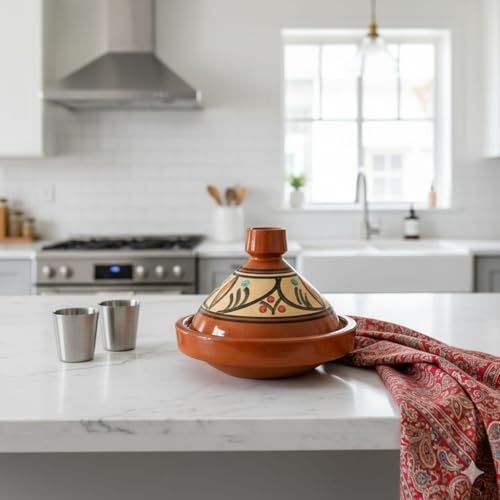 Tajine Pentola Terracotta Piatto Etnico Dipinta a Mano Tradizionale Marocchina Tunisina M 22cm 1811251128 E-Book Omaggio