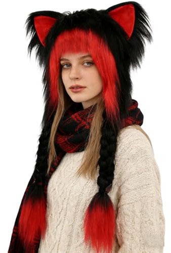 Plysch Djurmössa,Cosplaykostymtillbehör,Pälsig Katthuvudbonad Med Kattöron | För Vuxna Barn