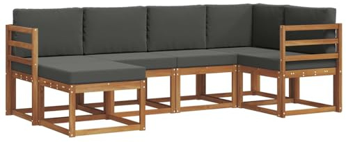 vidaXL Sofa Set mit Kissen 6 pcs Natur und Anthrazit, Outdoor-Sofa-Set, Moderne Terrassenlounge, langlebige Gartenmöbel, modular, Terrassensitzmöbel