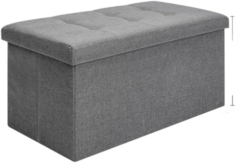 Fotpall fotstöd sittpall vikbar förvaringspall, pall vikbar kistor förvaringskub vadderad sits avtagbart lock heminredning (76 x 38 x 38 cm)