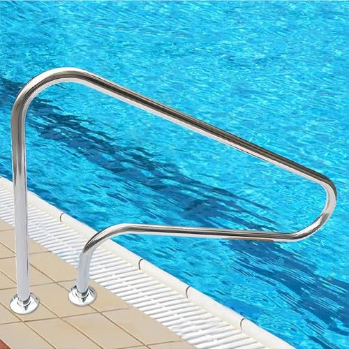 Pasamanos sólido acero inoxidable 304 para piscina, 1200x740mm 47,24x29,13pulgadas, capacidad 330lbs con tornillos incluidos, barra anticorrosiva para piscinas enterradas interiores y exteriores