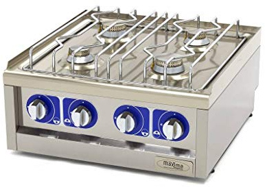 Maxima Piastra di cottura a gas, 600 x 600 mm, 2 bruciatori, 2 x 5000 Watt + 2 x 3500 Watt