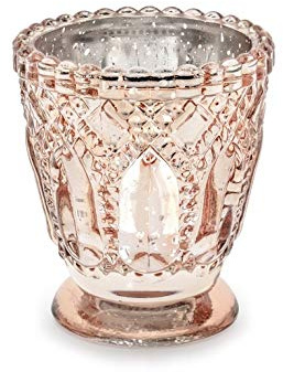 4 STK Kerzenhalter Rose Gold Glas Windlichter Hochzeitsdeko Teelichthalter Rosegold Kupfer rosa Gold Nostalgie Vintage Ornamente