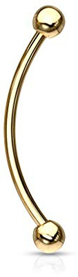 Forbidden Body Jewelry Snake Eyes Piercing Jewelry Tongue, Conch, Belly Button or Eyebrow Rings for Women & Men - 16g Curved Barbell 3mm Solid Ball Ends Surgical Steel Gold Piercing (1 Pc - 5/8)