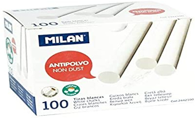 Box mit 100 Kreiden aus Kalziumcarbonat, weiß, rund, staubdicht.
