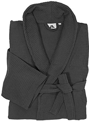 Abraxas Übergrößen modischer Bademantel Saunamantel leichte Sommerqualität Schwarz 3XL - 10XL