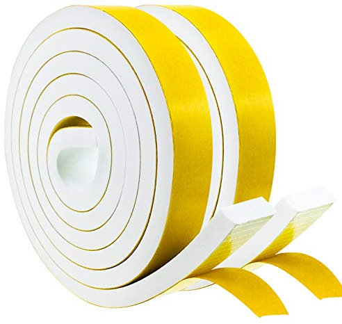 Dichtungsband Selbstklebend, Schaumstoff Dichtungsband Weiß20mmx10mm, Moosgummi selbstklebend für Tür Fenster, Wetterfest, Anti-Kollision, Schalldämmung (2mx2Rollen)