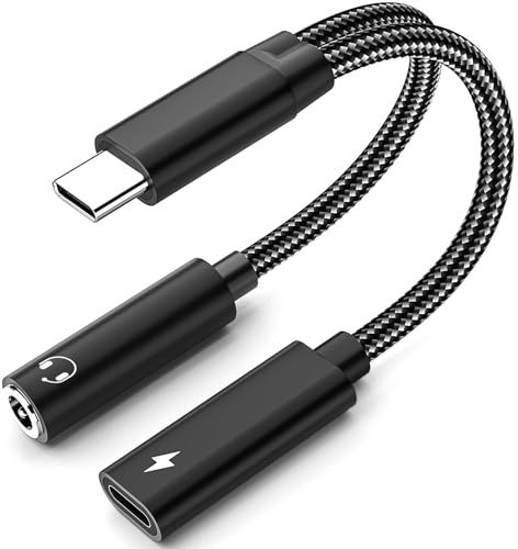 Mxcudu USB C to 3.5mm Headphone and Charger Adapter, 2 in 1 USB C to Aux Audio Adapter & 60W Fast Charging Dongle Compatible with iPhone 17Pro Max/16/15, Galaxy S25/S24/S23/S23FE, Pixel 9/8, iPad Pro