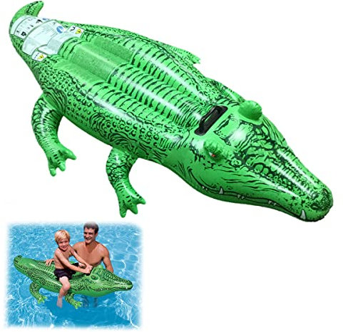 XiXiRan Aufblasbares Krokodil Groß, Schwimmendes Krokodil, Aufblasbares Reittier, Krokodil Wasserspielzeug, Wasser Aufblasbare Schwimmende Krokodil, Aufblasbares Tier Mit Robustem Haltegriff