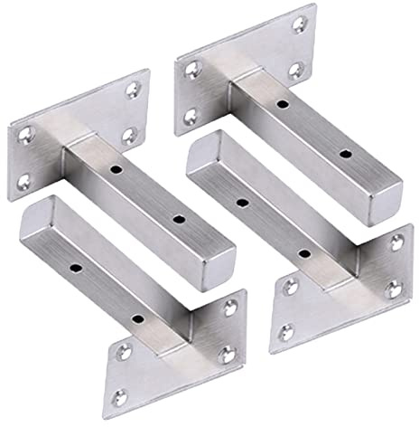 4 Stück Edelstahl Silber Regalhalterungen Industrielle Regalwinkel Schwerlast Regalträger Quadratische Rohre Wandkonsole, mit Schraube
