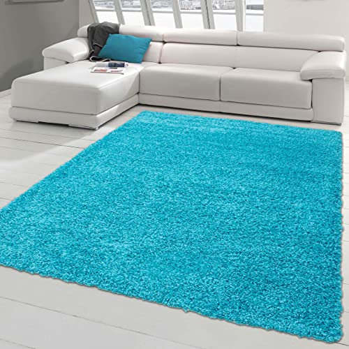 Teppich-Traum Alfombra esponjosa Shaggy | fácil de Limpiar y Duradera | en Turquesa Größe 160x230 cm