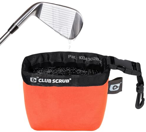 Club Scrub Reinigungsbeutel für Golfschläger und Bälle, wasserdichtes Innenfutter mit Clean-Face-Technologie, maschinenwaschbar, trockene Außenseite, Clip abnehmbar, aus Neopren oder Mikrofaser