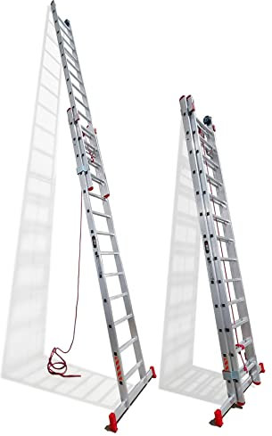 BTF | Escalera de Aluminio 2 Tramos 3,5 MTS, 13 peldaños Profesional Extensible por Cuerda | Altura alcanzable Aprox. 7,0 Metros | Certificada EN131 | Ref.: BTF-EDEAC8035