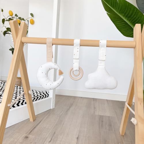 Caudblor Spieltrapez Holz Babyspielzeug Puzzle Gym inkl. Anhänger Babygymnastik aktiv Spielzeug Babyzimmer Kinderzimmer Dekoration