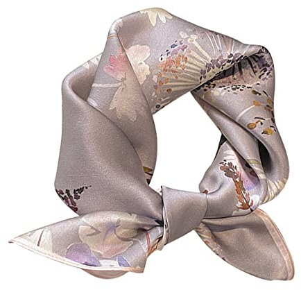 PEWRESLORS Seidentuch, Maulbeerseide, Kopftuch für Damen, klein, quadratisch, Halstuch, 53,3 x 53,3 cm (A10), Gräuliches Lila, 21 x 21 inch