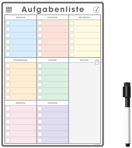 Der Magnet Shop Magnetischer Wochenplaners (30 x 21cm [A4], weiß und pastellfarben)