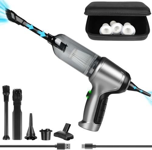 SHTALHST Aspirapolvere a mano, 3 in 1, a batteria, per auto, 12000 PA, senza fili, per auto, casa, cucina, facile da avvolgere per peli di animali domestici e sporco in fessure