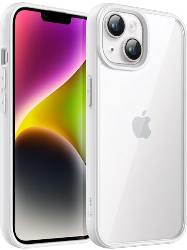 JETech Hülle für iPhone 14 6,1 Zoll, Stoßfestes Handy Stoßfänger Schutzhülle, Solid Farbe Matt TPU Rahmen, Anti-Kratzer Transparent Rückseite (Polarstern)