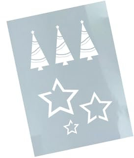 Schablone x-mas Weihnachtsbäume und Sterne - Stencil Weihnachten Malschablone - Malvorlage Karten Airbrush Küche Backen Weihnachtsdeko - zAcheR-fineT