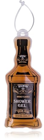 Accentra Maxi-Gel doccia Whiskey Flavor in effetto bottiglia di whisky con gancio, gel doccia da 200 ml con profumo di whisky, fantastica idea regalo per la festa del papà, il compleanno o la Pasqua