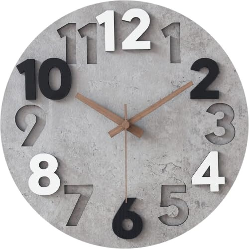 Stellarize Wanduhr Groß Ohne Tickgeräusche Modern Holz 3D Küchenuhr für Wohnzimmer Kinderzimmer Büro (40cm)