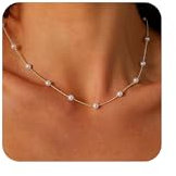 Aidenn Perlenkette Damen Perlen Halskette Gold mit Süßwasserperlen，Pearl Choker Kette für Brautjungfer Hochzeit Abschlussball Mädchen Perlenschmuck