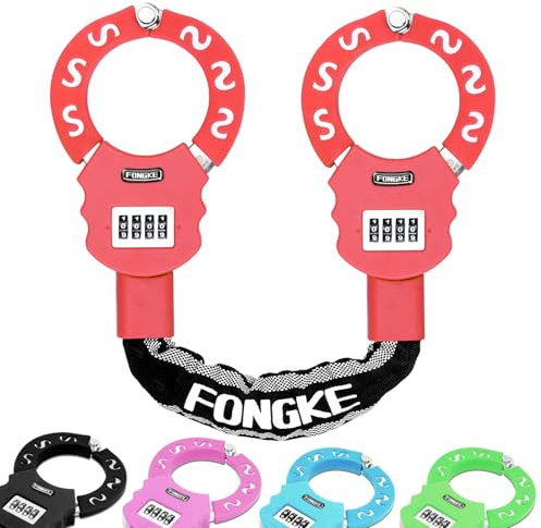 Candado Patinete Electrico, Candados con 4 Dígitos Combinacion, 8mm Candado Bicicleta, Cerradura de Bloqueo Alta Seguridad para Bici Moto Scooter (Rojo)
