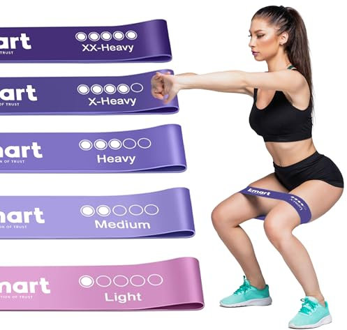 Active 100 Resistance Bands, Set of 5 Exercise Band for Men & Women, Skin Friendly Fitness Exercise Resistance Band 5 Levels for Legs, Glutes, Arms, Pilates Best for Home Gym, Yoga (Royal Purple)