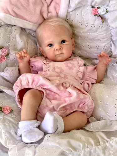 Zero pam Reborn Baby Mädchen - 18 Zoll Reborn Puppe Vollsilikon Lebensecht Babypuppen Mit Haaren Wie Echtes, Neugeborene Puppe Mädchen Für Kinder 3+