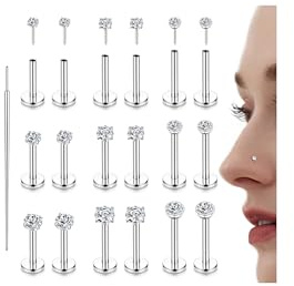 Chriscoco 16G Surgical Steel Tragus Piercing Jewellery Threadless Push in Nose Studs Labret Stud Lip Piercing Lip Bar Tragus Earrings Medusa Piercing Nostril Helix Piercing Jewellery