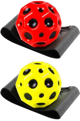 Sarini Pelota de Rebote para muñeca,Pelota de Resorte en una Cuerda,Bolas de Retorno en Cuerda elástica,Ejercicios para Dedos con Bolas elásticas para Entrenamiento de niños(Rojo + Amarillo)