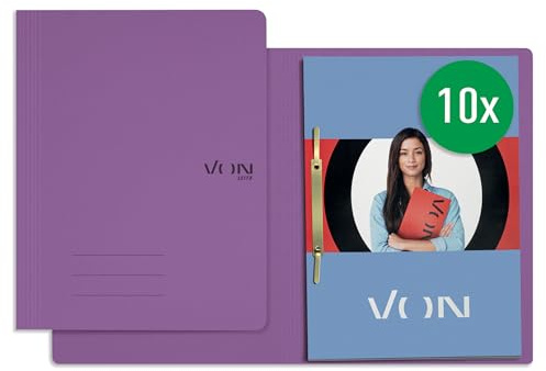 VON Leitz 10er Pack Schnellhefter A4, FSC-zertifizierter Karton in 335 g/m², Für 250 Blatt, Mappe für Schule, Studium & Haushalt, Recycelbar, Violett, 30130065