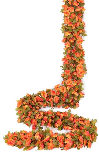 Weldomcor 8 Stück Künstliche Orangengirlande 12,4 m Blumengirlande Rosen Reben Seidenblumen Outdoor Hängende Kunstblumen Dekoration für Hochzeitsbogen Schlafzimmer Wand Hintergrund Garten Dekoration