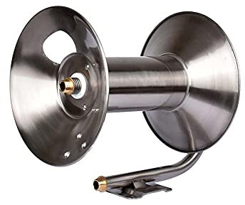 Edelstahl-Schlauchbutler im Vintage-Stil, tragbarer Gartenschlauchaufroller für den Außenbereich, robustes, langlebiges Gestell für bis zu 40 m, 1/2 Zoll Metall, zum Bewässern und Autowaschen