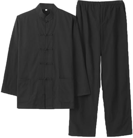 Tai Chi Uniform aus reiner Baumwolle für Herren, Kung-Fu-Kleidung, langärmelig, traditionelle chinesische Kleidung, lockerer Tang-Anzug, Hanfu-Hosen, Jacken, Kampfsportanzug, Mantel, Hose, Hemd, Sch
