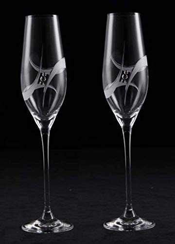 mydielkaren Lot de 2 flûtes à champagne décorées à la main en cristal galaxie 210 ml