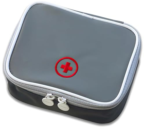 CYXZMYA Medikamententasche,Grau Reiseapotheke,Reiseapotheke Tasche,Erste Hilfe Tasche,Notfalltasche,Erste Hilfe Tasche Leer,Medikamententasche Reise,Square Organizer,für Office,Home,Reisen(Grau)